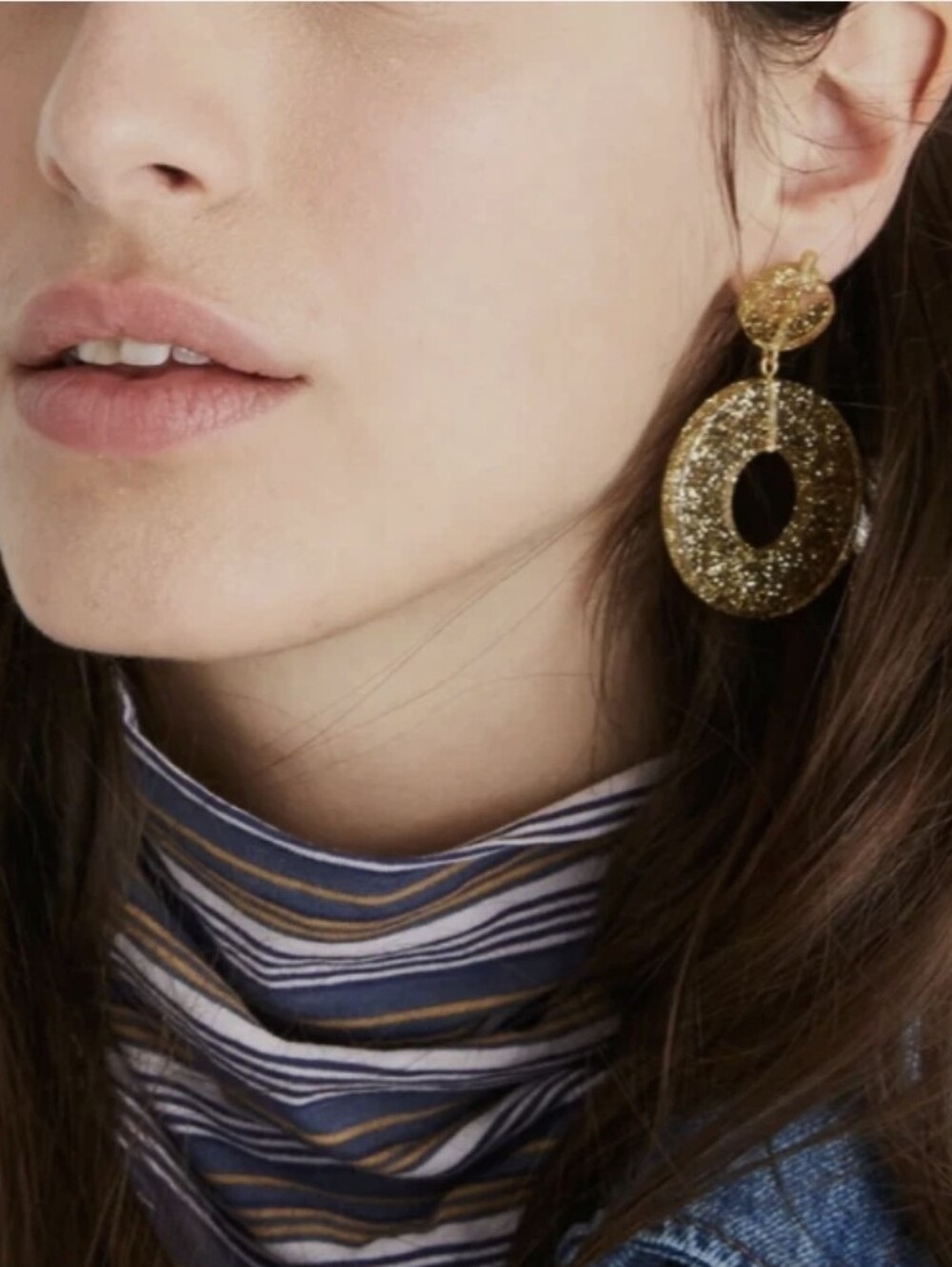 Madewell Gold Glitter Circle Statement earrings